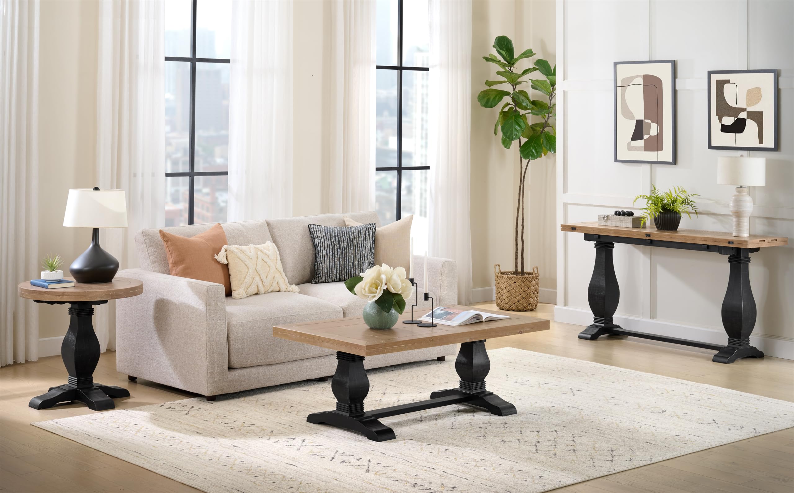 Amazon.com: Martin Svensson Home Napa Solid Wood Pedestal Coffee